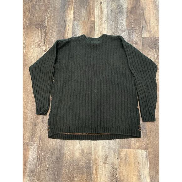 JH Collectibles Wool Blend Olive embroidered crewneck with leaf motif VTG Large - Picture 2 of 13